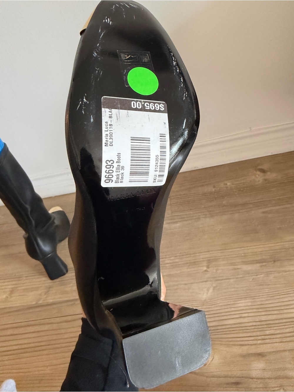 Maria Luca Black Ellia Boots Mid-Calf Heeled Boots with Gold Cap Toe - size 39EU - Picture 4 of 4